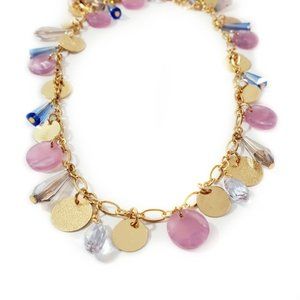 Long Lavender & Gold Mini Coin Layering Necklace